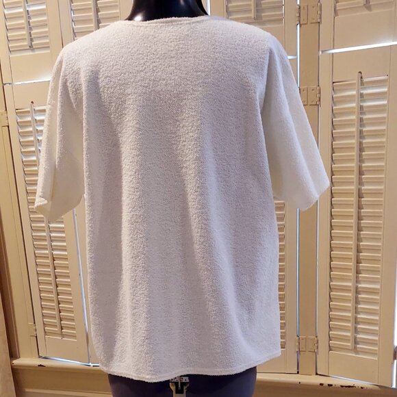 White Sunshine Sequins & Pearls Short Sleeve Shirt - Picture 4 of 4